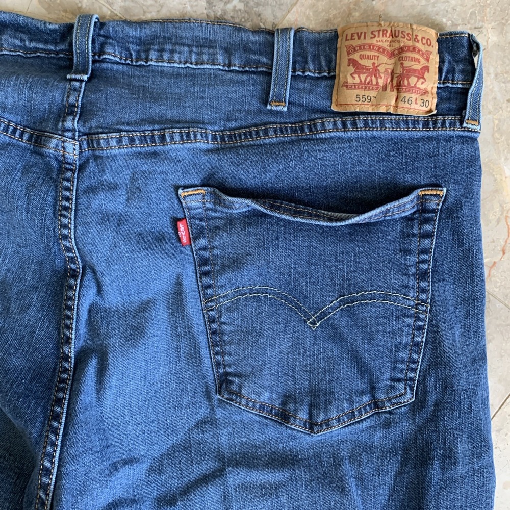 Levis 559 Mens Jeans Blue Size 46x30 Straight Stretch Denim Cotton Blend
